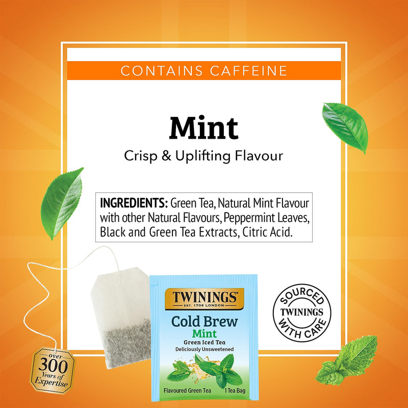 Twinings Iced Cold Brewed Mint Green Tea Bags, 20/Box (F07413)