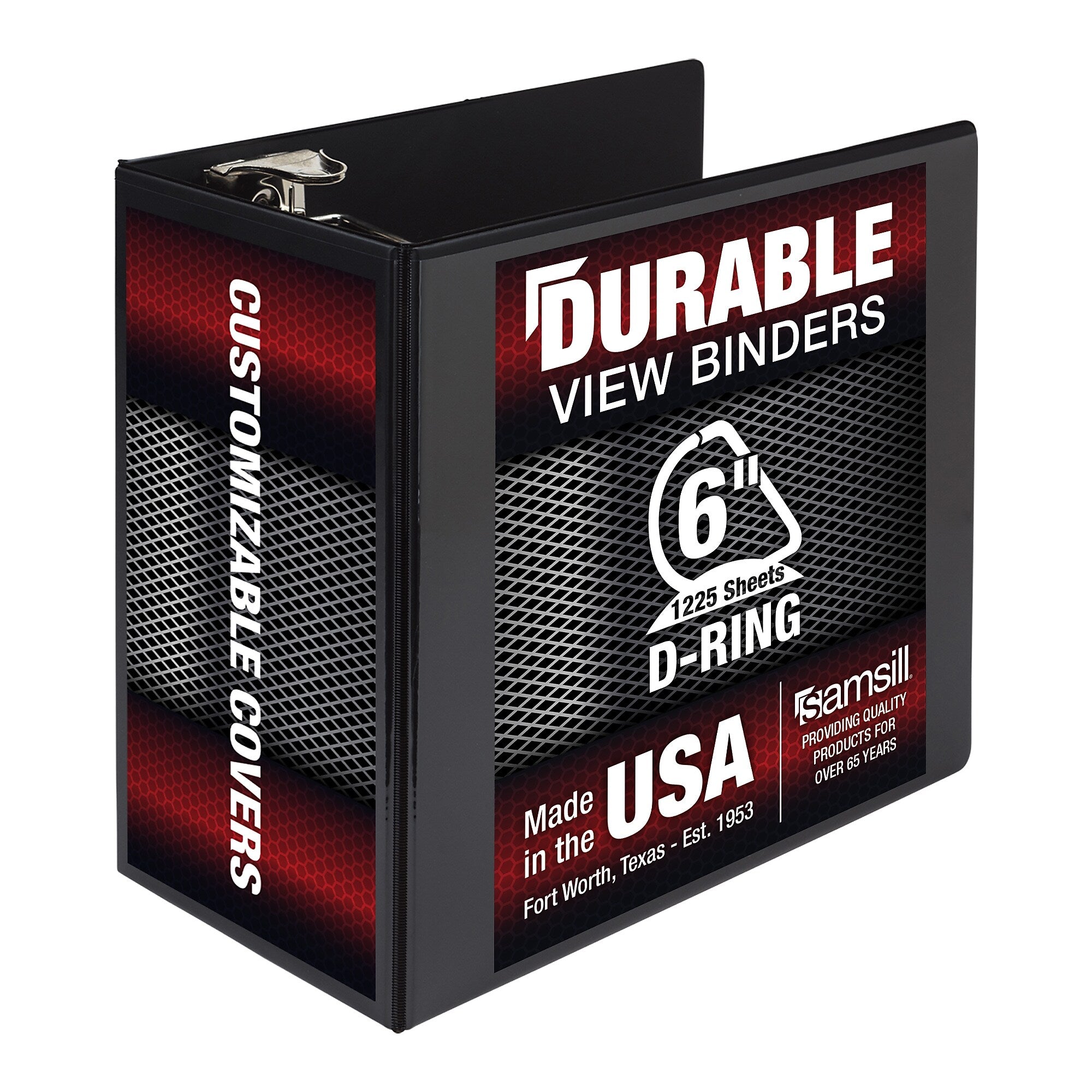 Samsill Titan Heavy Duty 6" View Binder, D-Ring, Made in USA, Black (SAM16420)