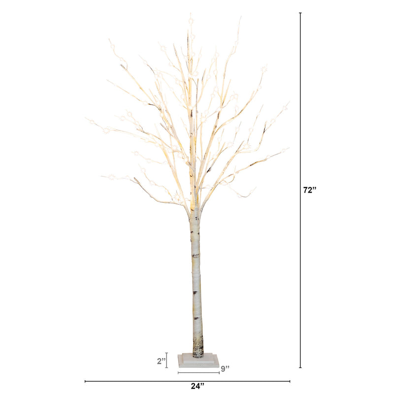 Nearly Natural 6-ft Pre-Lit Artificial White Birch Tree with 300 Warm White LED Lights (T4910)