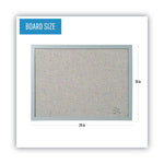 Designer Fabric Bulletin Board, 24" x 18", Gray Surface, Gray Fiberboard (MDF) Frame