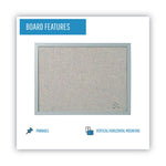 Designer Fabric Bulletin Board, 24" x 18", Gray Surface, Gray Fiberboard (MDF) Frame