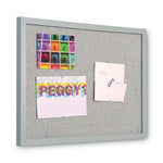 Designer Fabric Bulletin Board, 24" x 18", Gray Surface, Gray Fiberboard (MDF) Frame