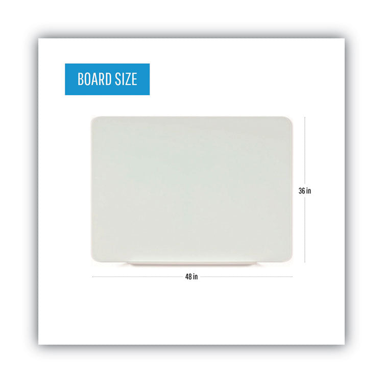 Magnetic Glass Dry Erase Board, 48" x 36", Opaque White Surface