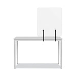Protector Series Frameless Glass Desktop Divider, 23.6 X 0.16 X 35.4, Clear/aluminum