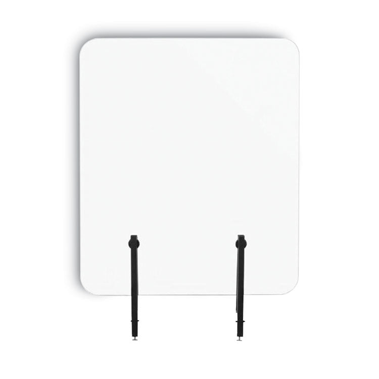 Protector Series Frameless Glass Desktop Divider, 47.2 X 0.16 X 35.4, Clear/aluminum