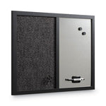Designer Fabric Bulletin Board, Combo Magnetic Dry Erase/Bulletin, 24" x 18", Charcoal/Gray Surface, Black Fiberboard Frame