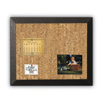 Natural Cork Bulletin Board, 36" x 24", Tan Surface, Black Wood Frame