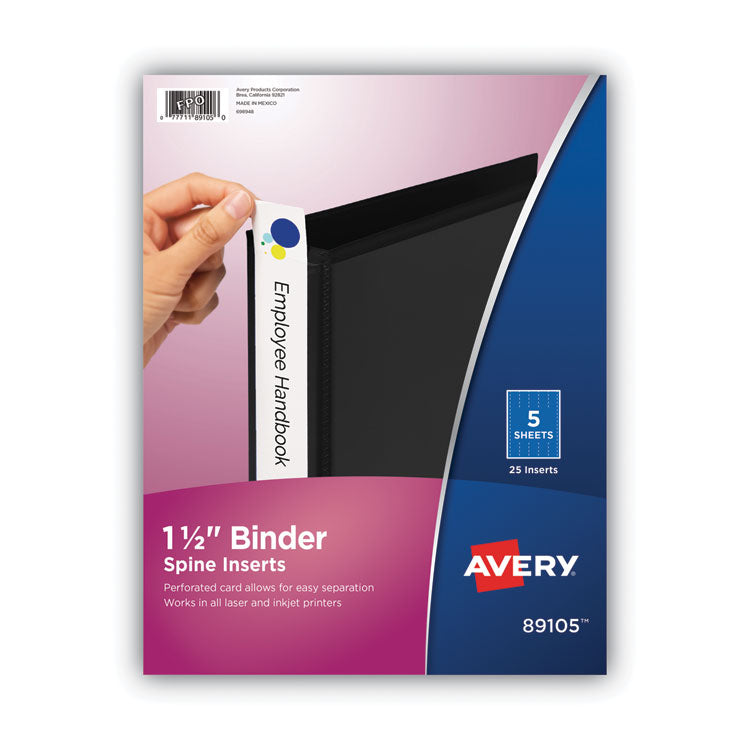 Binder Spine Inserts, 1.5" Spine Width, 5 Inserts/sheet, 5 Sheets/pack