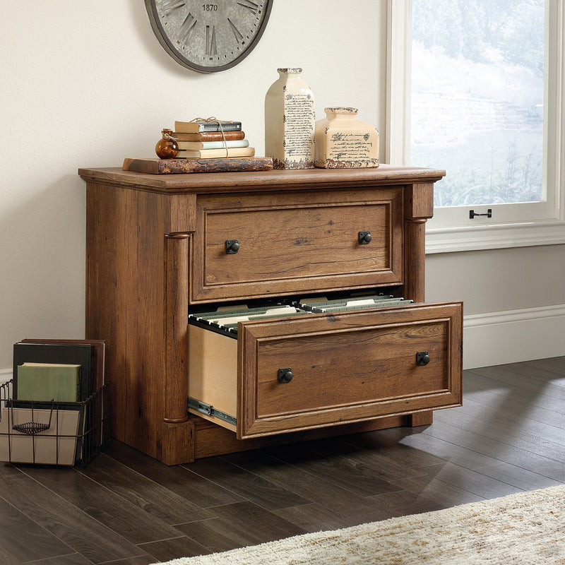Sauder Palladia 2-Drawer Lateral File Cabinet, Letter/Legal Size, 30"H x 37"W x 22"D, Vintage Oak (420607)