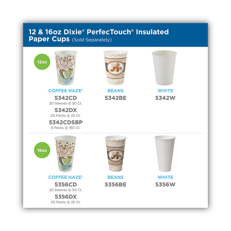 PerfecTouch Paper Hot Cups and  Lids Combo, 10 oz, Multicolor, 50 Cups/Lids/Pack