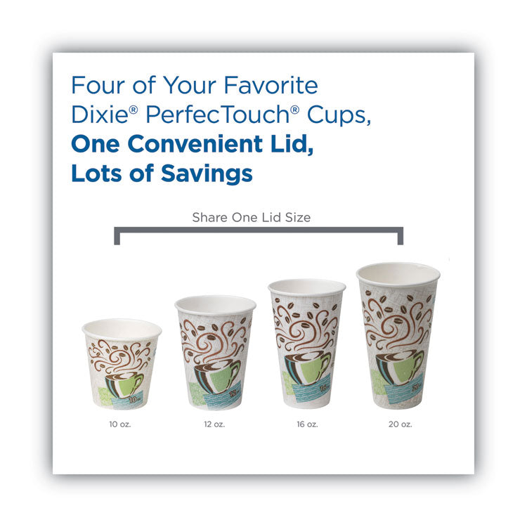 Dome Drink-Thru Lids, Fits 10 oz to 20 oz Dixie Hot Cups, Plastic, White, 100/Pack