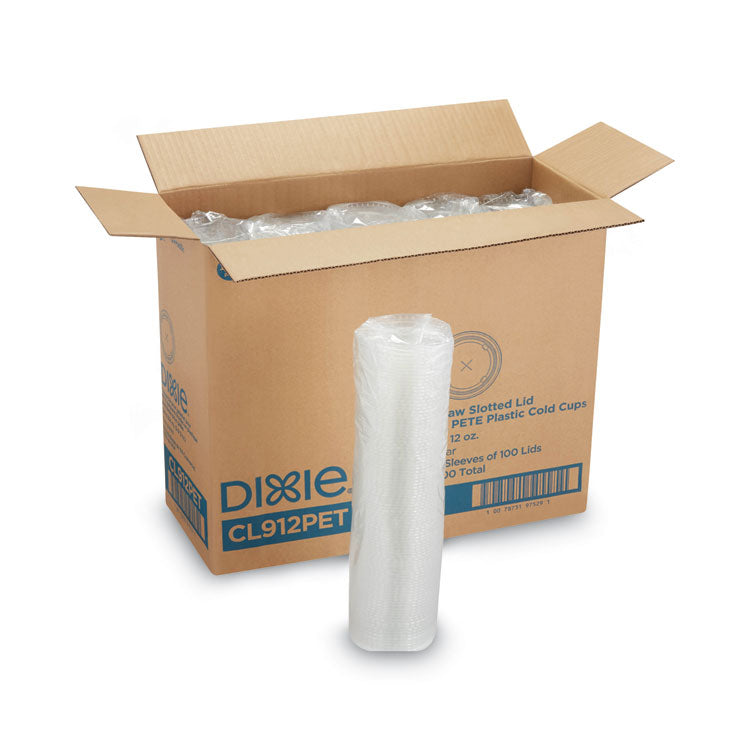 Cold Drink Cup Lids, Fits 9 oz to 12 oz Cold Cups, Plastic, Clear, 100/Sleeve, 10 Sleeves/Carton