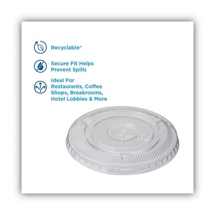 Cold Drink Cup Lids, Fits 9 oz to 12 oz Cold Cups, Plastic, Clear, 100/Sleeve, 10 Sleeves/Carton