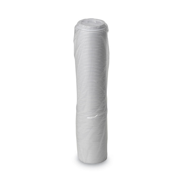 Dome Drink-Thru Lids, Fits 10 oz to 20 oz Dixie Hot Cups, Plastic, White, 100/Pack