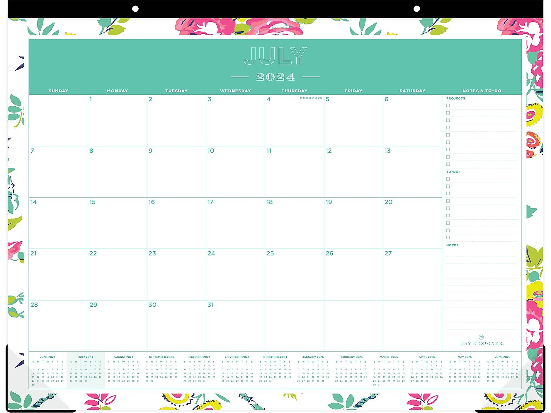 2024-2025 Blue Sky Day Designer Peyton White 22" x 17" Academic Monthly Desk Pad Calendar (107938-A25)
