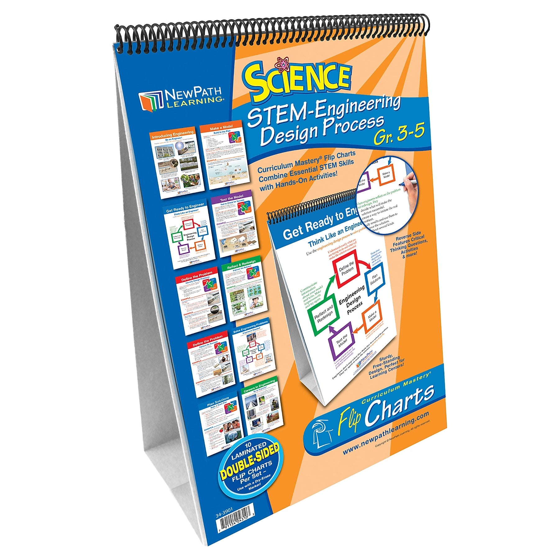 NewPath Learning STEM Engineering Design Process Classroom Flip Charts, Tabletop, 12" x 18", 10/Set (NP-343901)