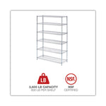Nsf Certified 6-Shelf Wire Shelving Kit, 48w X 18d X 72h, Silver