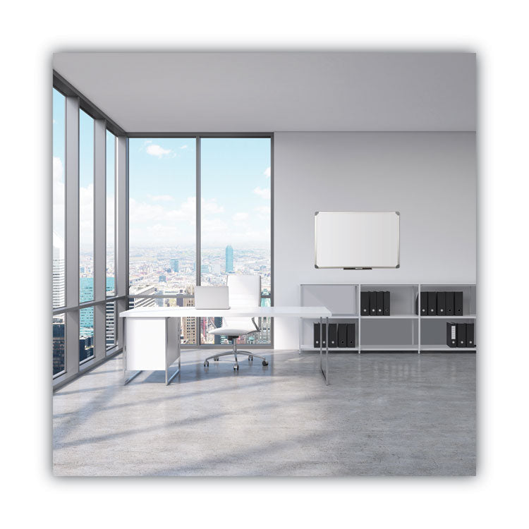 Euro-Style Magnetic Dry-Erase Aluminum Frame Boards, 36" x 24", White Surface, Satin Aluminum Frame