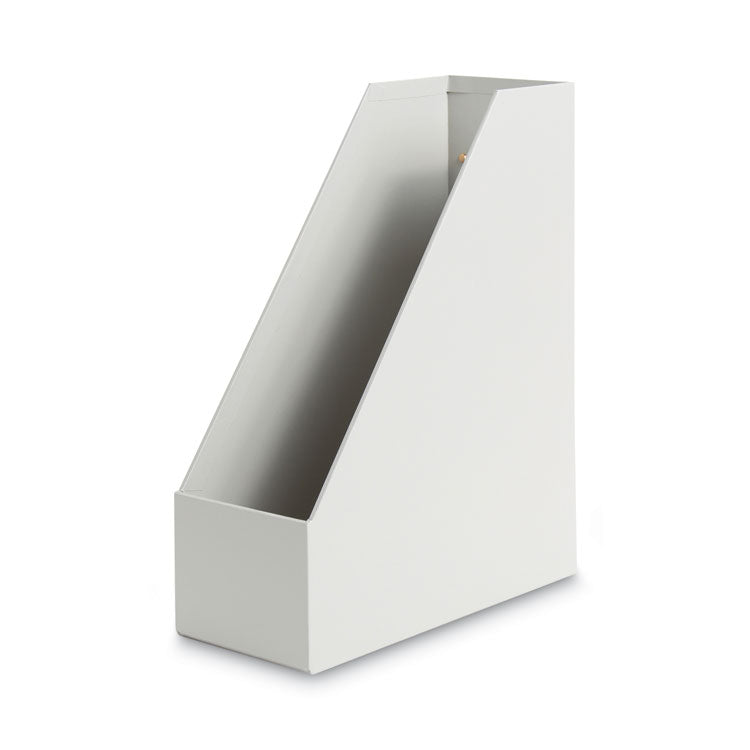 Four-Piece Desk Organization Kit, Magazine Holder/Paper Tray/Pencil Cup/Storage Bin, Chipboard, Gray