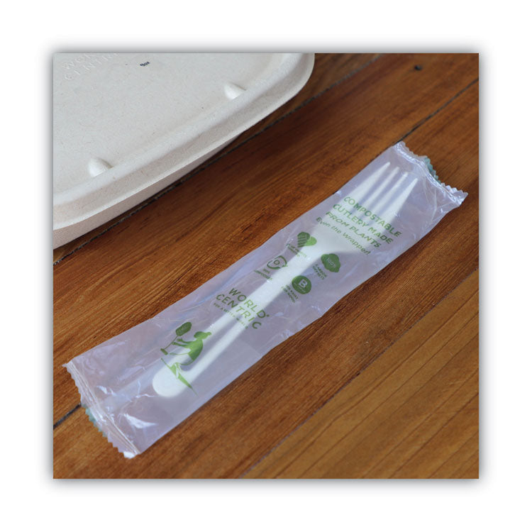 TPLA Compostable Cutlery, Fork, Plastic, White, 750/Carton
