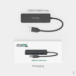 Plugable 4 Port USB Hub 3.0, USB Splitter for Laptop (USB3-HUB4A)