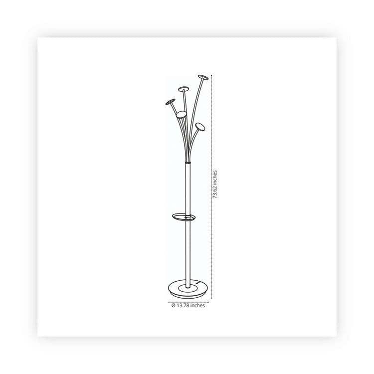 Festival Coat Stand with Umbrella Holder, Five Knobs, 14w x 14d x 73.67h, Black