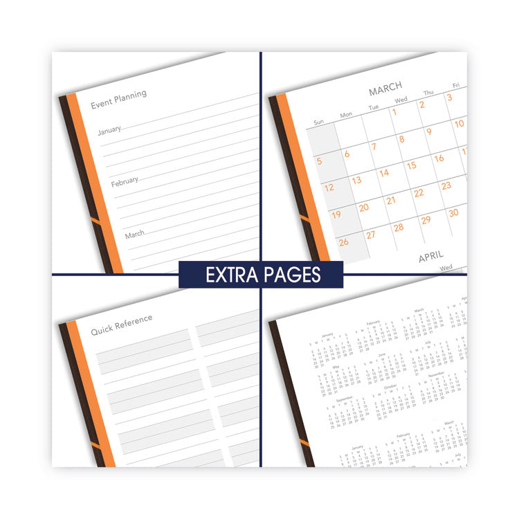One-Day-Per-Page Planning Notebook, 9 x 6, Dark Brown/Orange Cover, 12-Month (Jan to Dec): 2025