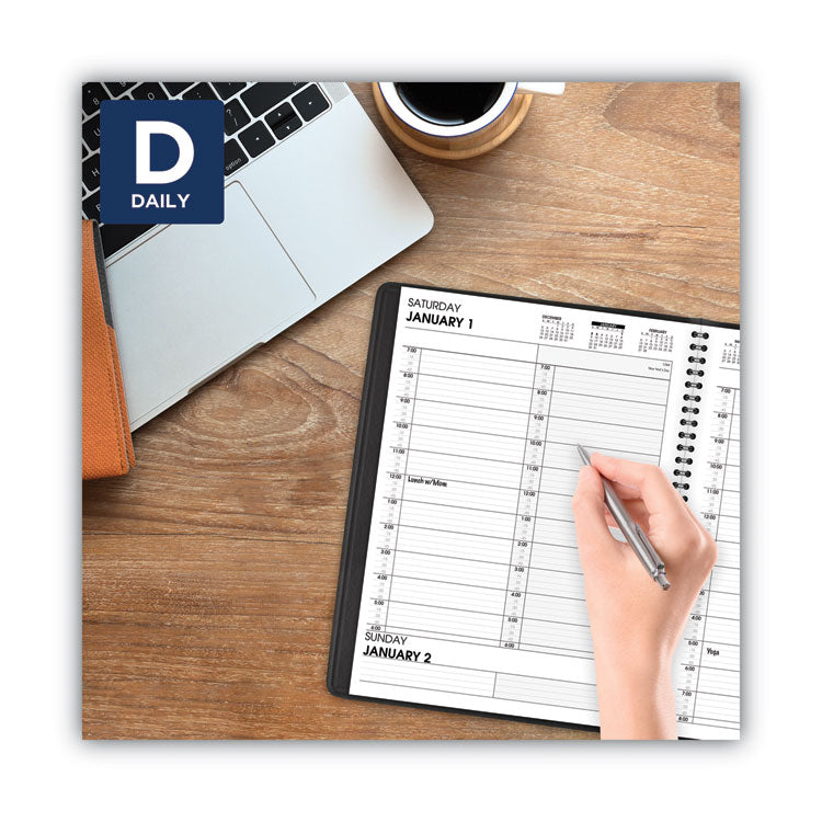 Two-Person Group Daily Appointment Book, 11 x 8, Black Cover, 12-Month (Jan to Dec): 2025