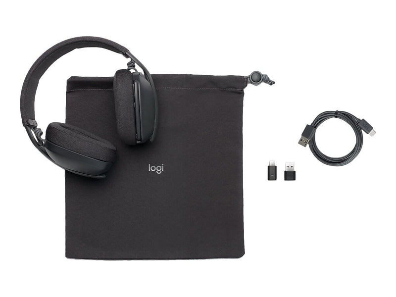 Logitech Zone Vibe Wireless Noise Canceling Bluetooth Stereo Headset, MS Certified, Graphite (981-001156)