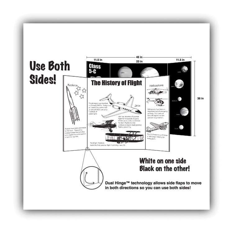 Two Cool Tri-Fold Poster Board, 36 X 48, Black/white, 6/carton