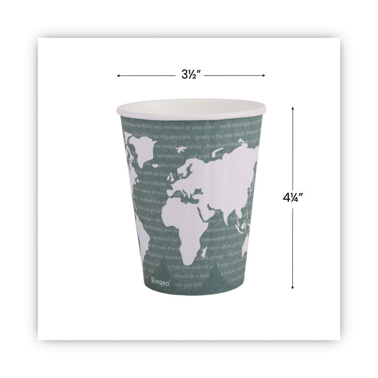 World Art Renewable and Compostable Insulated Hot Cups, 12 oz, Paper, Brown/White, 40/Pack, 15 Packs/Carton