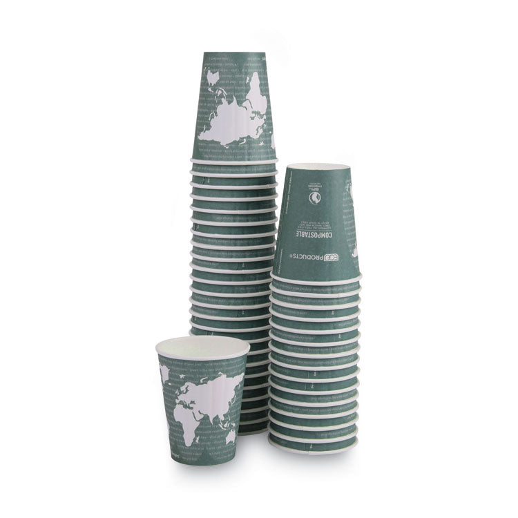 World Art Renewable and Compostable Insulated Hot Cups, 12 oz, Paper, Brown/White, 40/Pack, 15 Packs/Carton