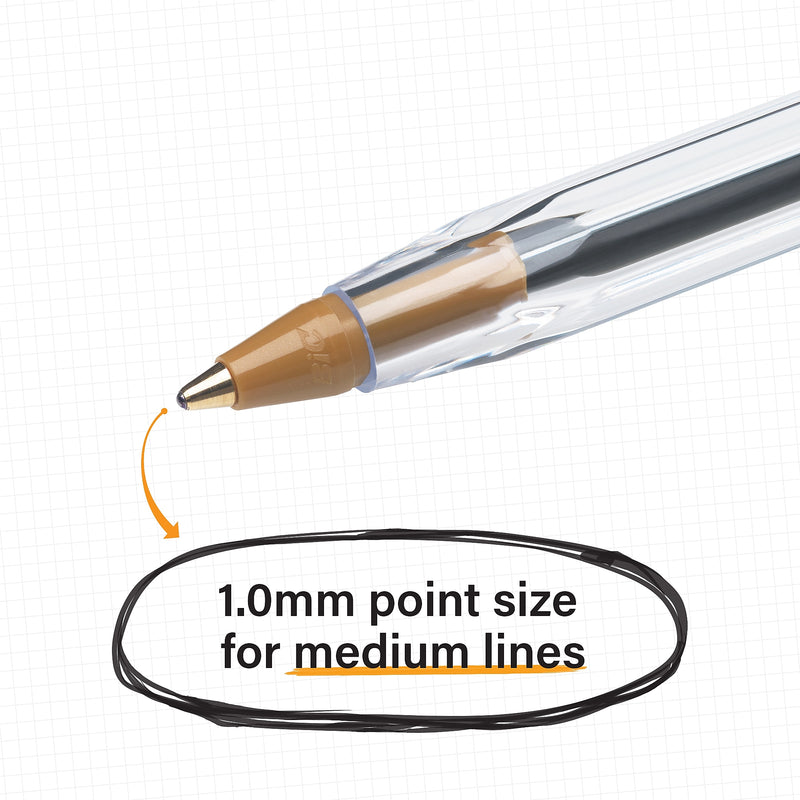 BIC Cristal Ballpoint Pens, Medium Point, Red Ink, Dozen (10128/MS11RD)