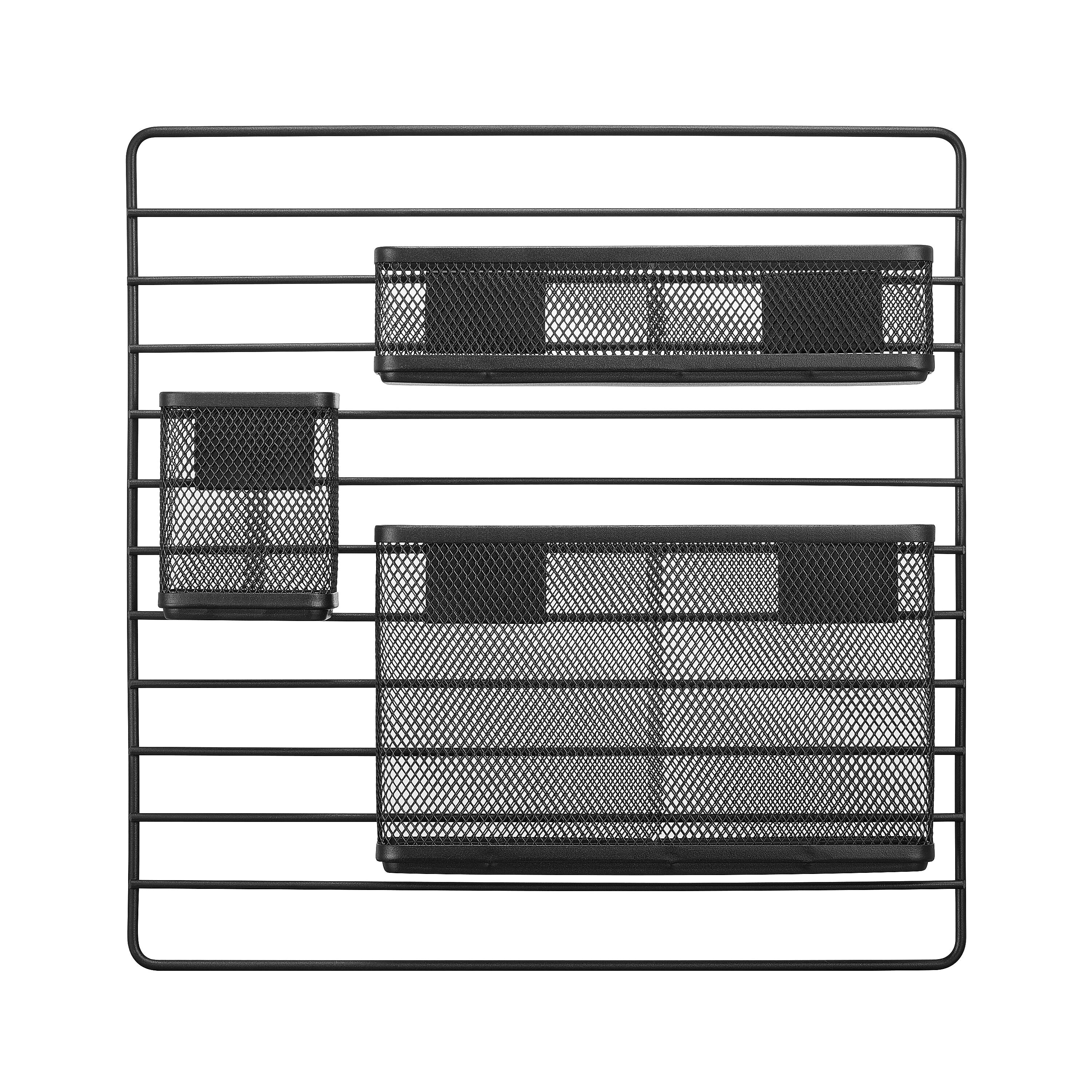 TRU RED™ 3-Compartment Metal Mesh Wall Organizer, Black (TR61967)