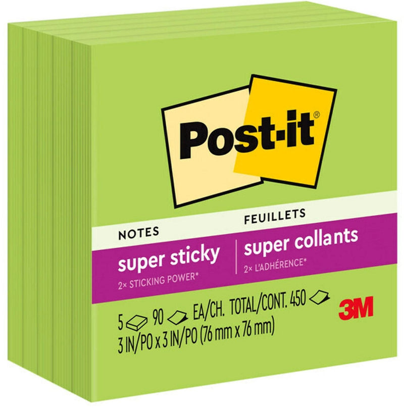 Post-it Super Sticky Notes, 3" x 3", Marrakesh Collection, 90 Sheets/Pad, 5 Pads/Pack (654-5SSLE)