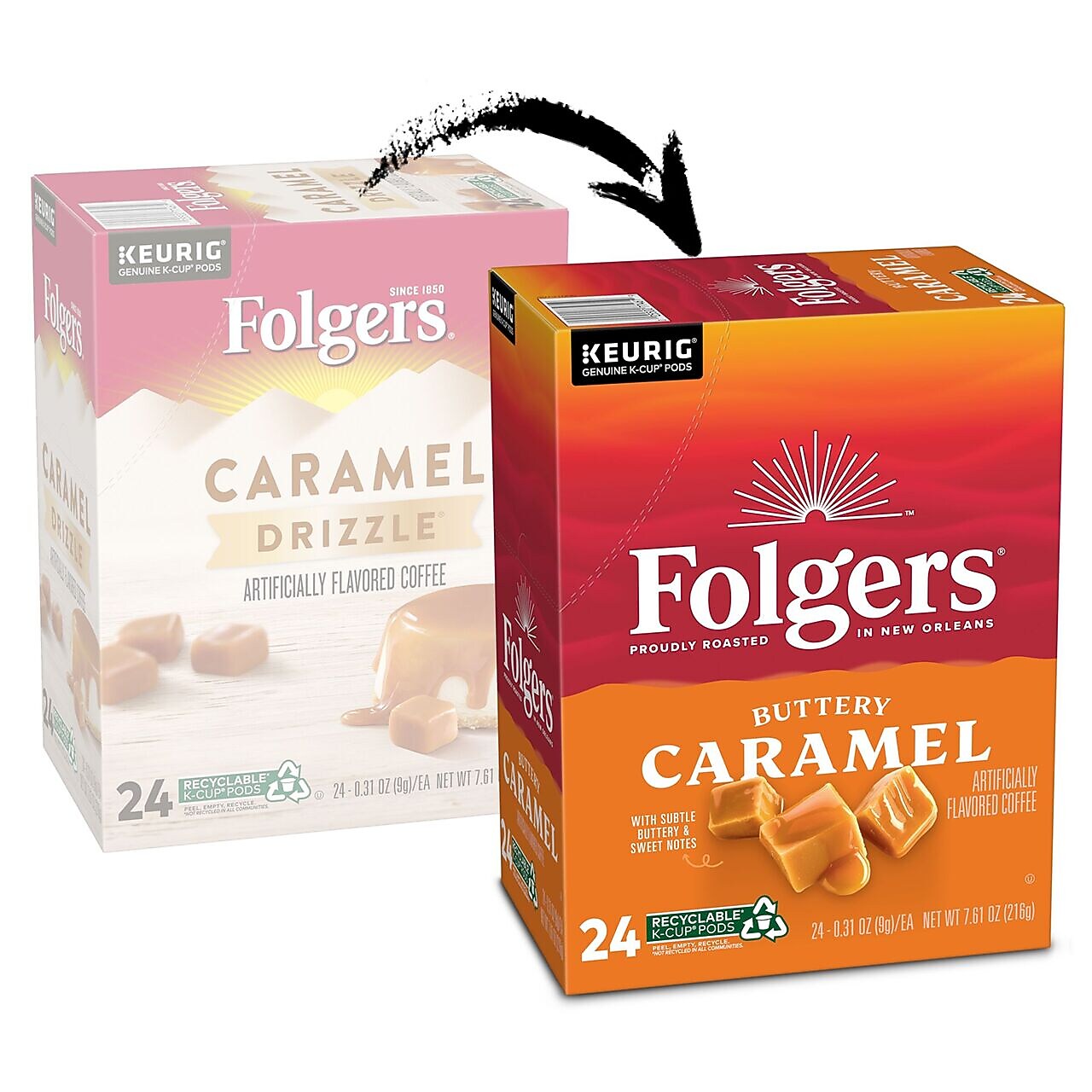 Folgers Buttery Caramel Coffee, Medium Roast, 0.31 oz. Keurig® K-Cup® Pods, 24/Box (6680)