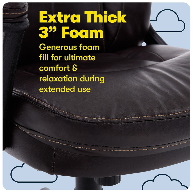 Serta Manager's Office Chair, Puresoft® Faux Leather, Roasted Chestnut Brown (43669OSS)