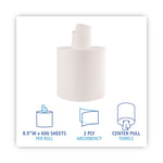 Center-Pull Roll Towels, 2-Ply, 7.6 x 8.9, White, 600/Roll, 6/Carton