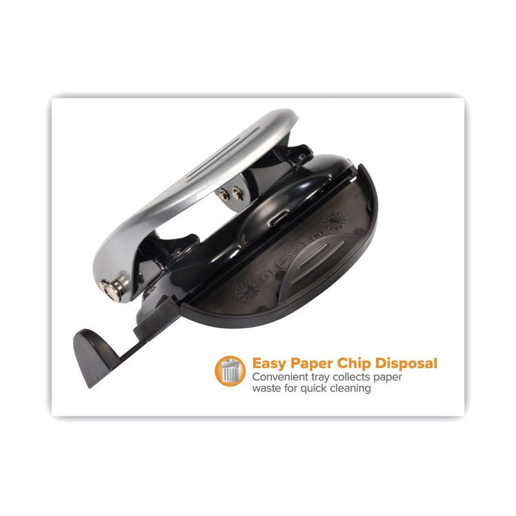 20-Sheet Ez Squeeze Two-Hole Punch, 9/32" Holes, Black/silver