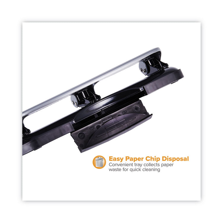 20-Sheet Ez Squeeze Three-Hole Punch, 9/32" Holes, Black/silver