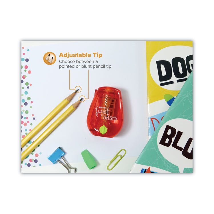 Twist-N-Sharp Pencil Sharpener, One-Hole, 3.5 X 1.25 X 5.5, Randomly Assorted Colors, 6/pack