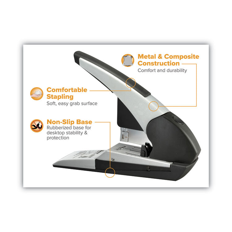 Auto 180 Xtreme Duty Automatic Stapler, 180-Sheet Capacity, Silver/black