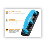 12-Sheet Ez Squeeze Three-Hole Punch, 9/32" Holes, Blue/black