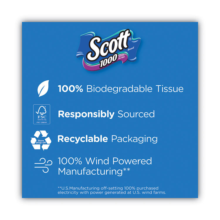 Toilet Paper, Septic Safe, 1-Ply, White, 1,000 Sheets/Roll, 12 Rolls/Pack, 4 Pack/Carton