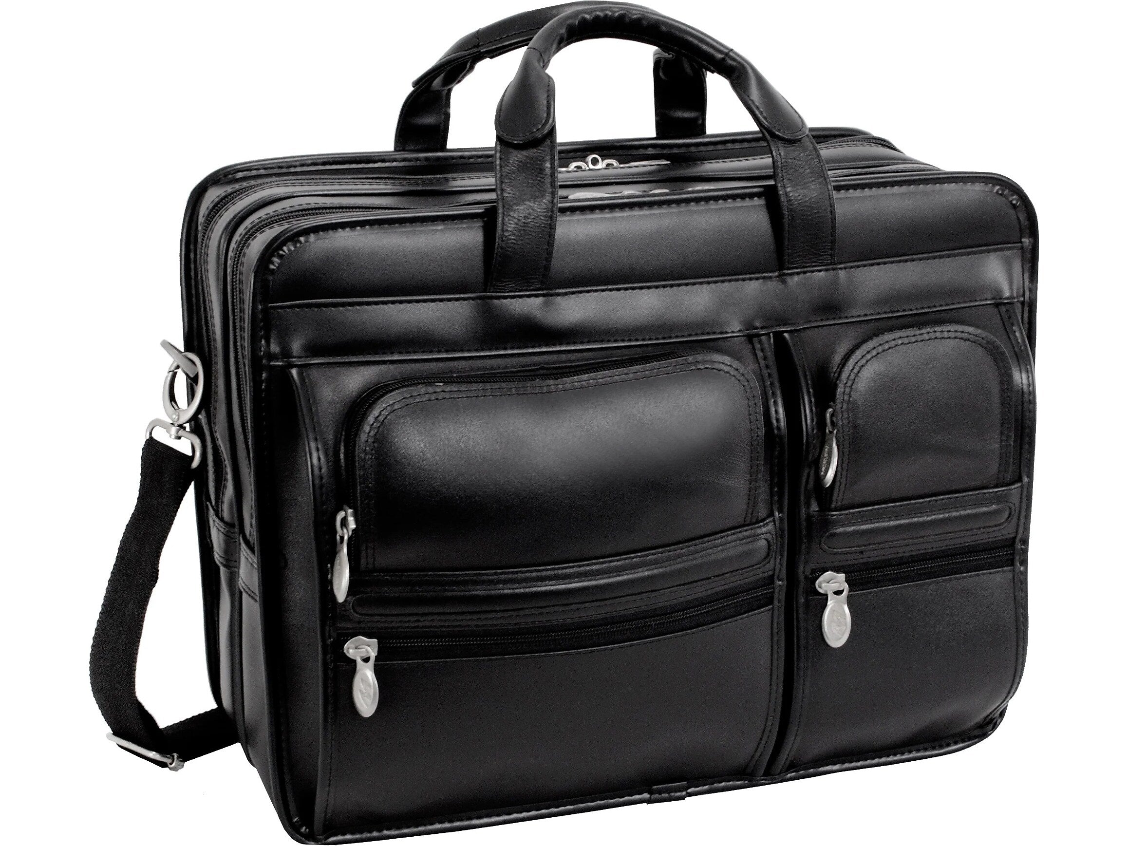 McKlein CLINTON Leather Briefcase, Laptop Compatible, Brown (88444)