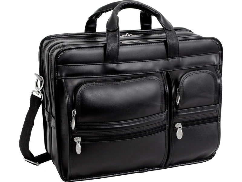 McKlein CLINTON Leather Briefcase, Laptop Compatible, Brown (88444)