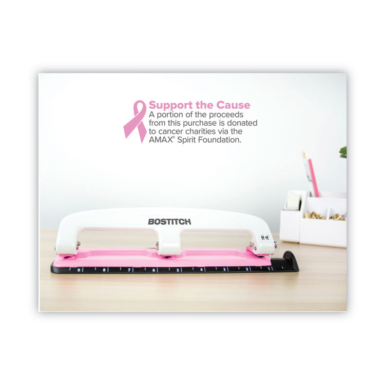 12-Sheet EZ Squeeze InCourage Three-Hole Punch, Breast Cancer Awareness, 9/32" Holes, Pink