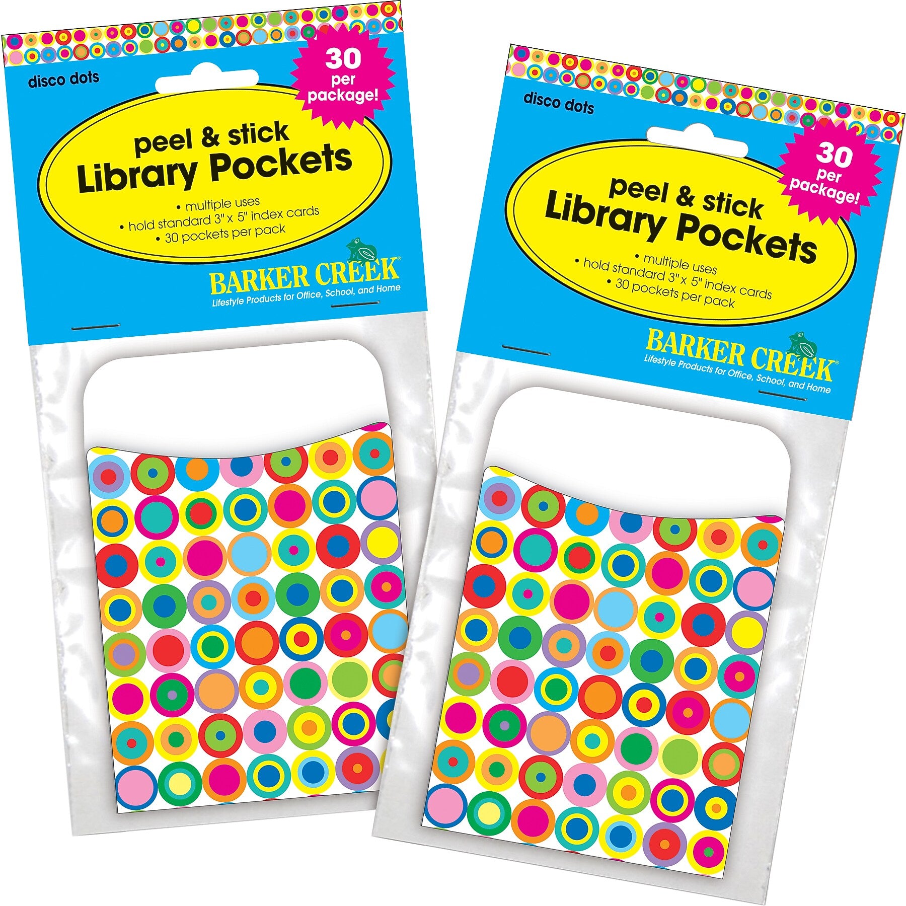 Barker Creek Disco Dots Library Pockets, 5.125" x 3.5", 60/Set (BC3829)
