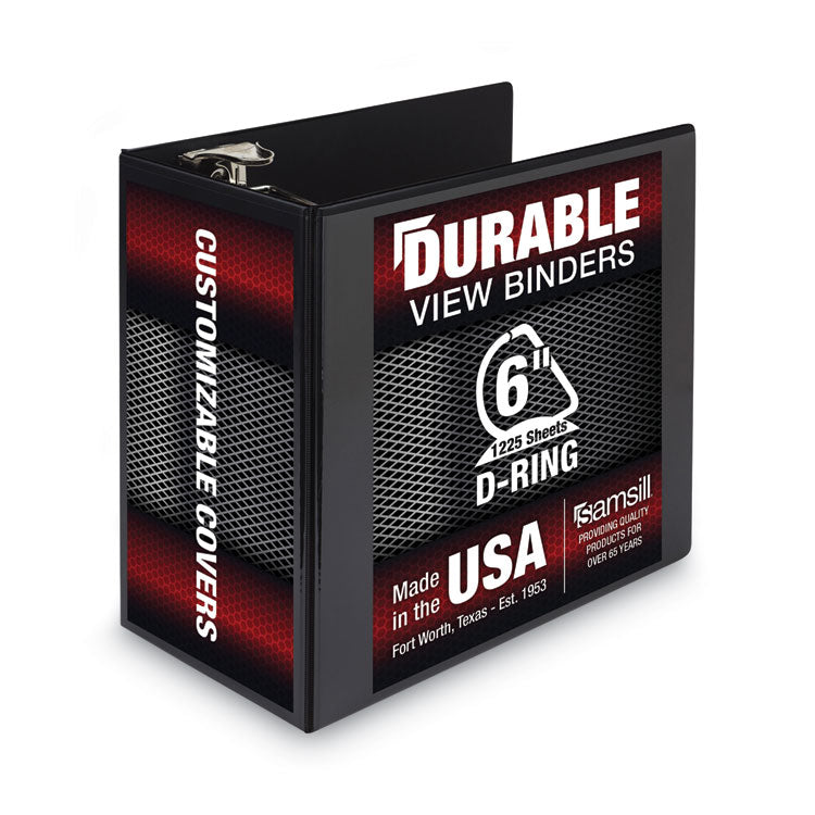 Nonstick D-Ring View Binder, 3 Rings, 6" Capacity, 11 X 8.5, Black