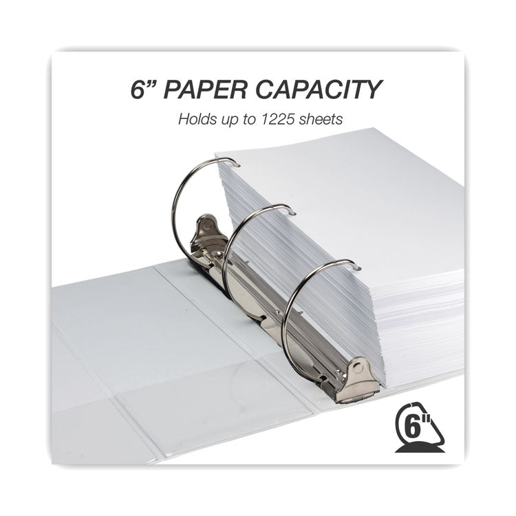 Nonstick D-Ring View Binder, 3 Rings, 6" Capacity, 11 X 8.5, White